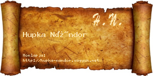 Hupka Nándor névjegykártya